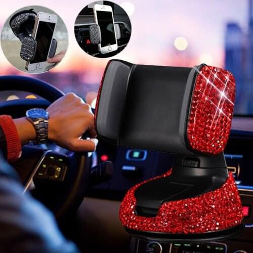 2 In 1 Universal Diamond Glitter Car Mobile Phone Holder Adjustable Air Vent Mount Stand for For IPhone Xiaomi Huawei Smartphone