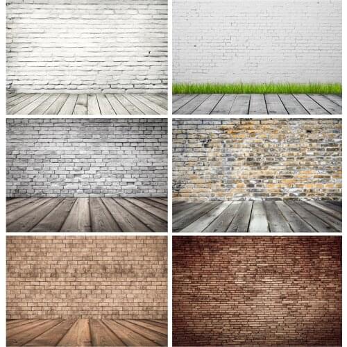 SHUOZHIKE Vinyl Custom Vintage Brick Wall Wooden Floor Photography Backdrops Photo Background Studio Prop 21712 YXZQ-04