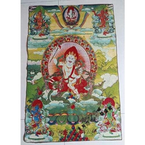 36" Tibet Tibetan Buddhism Thangka Elephant Trunk God of Wealth Embroidery