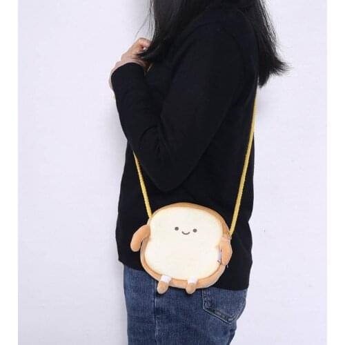 YU-NIYUT Bread Toast CrossBody Shoulder Bag Coin Purse Plush Wallet Pouch for Women Girls Kids Travelling Hiking Hanging Out