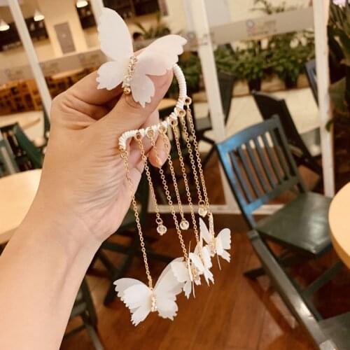 MOGAKU Newest No Piercing Butterfly Earrings for Women Long Tassel Ear Clips Earring Korean Fashion Party Temperament Jewelry