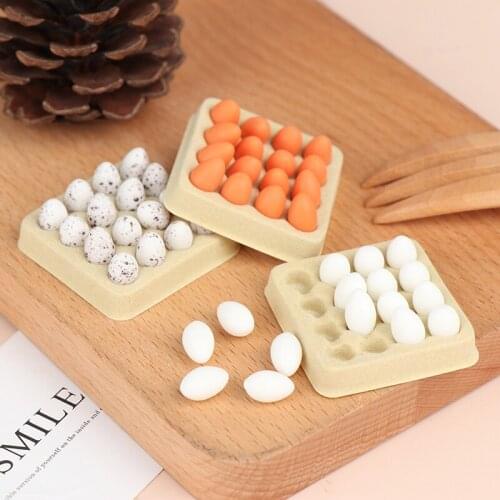 1:12 Dollhouse Miniature Eggs Kitchen Food Model (Tray+16Pcs Eggs) Kitchen Decor