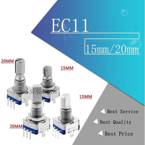 1PCS Half / Plum axis rotary encoder, handle length 15mm / 20mm code switch/ EC11 / digital potentiometer with switch 5Pin
