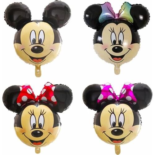 50pcs Cartoon Mickey Minnie Head Foil Balloons Baby Shower Birthday Party Wedding Decoration Helium Air Globos Kids Toys Gift