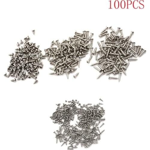 100pcs 2x6/8/10mm Screws Nuts M2 Flat Round Head Fit Hinges Countersunk Self-Tapping Screws Wood Hardware Tool
