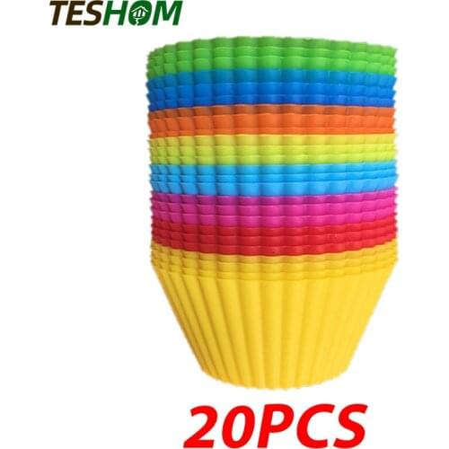 20pcs/Set Silicone Cupcake Round Shaped Muffin Cake Mold Baking Molds Kitchen Cooking Bakeware Maker DIY Cake Decorating Tools