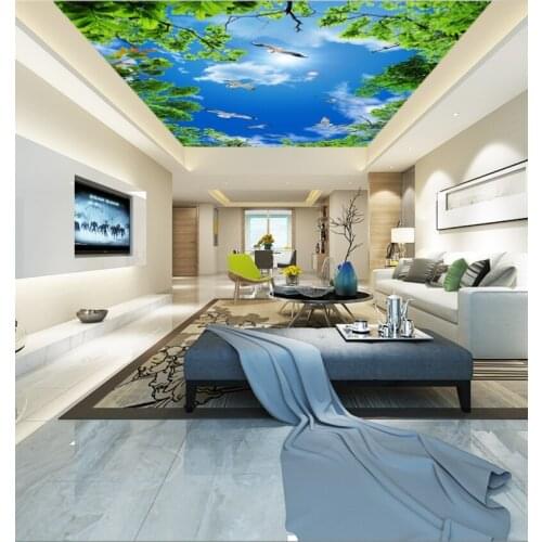 Custom Any Size 3D Wall Murals Wallpaper Blue sky and white cloud living room bedroom ceiling mural