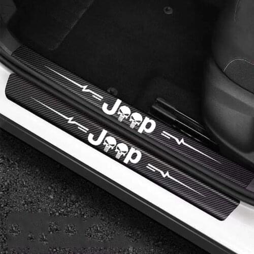 For JEEP Grand Cherokee Commander Renegade Wrangler Compass Patriot accessories 4pcs car sticker door carbon Fiber Sill Plate