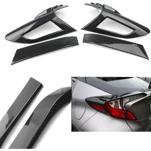 4x Rear Tail light Cover Protector Trim Decoration For Toyota C-HR CHR 2016 2017 2018 Carbon Fiber Color Car Styling ABS Plastic