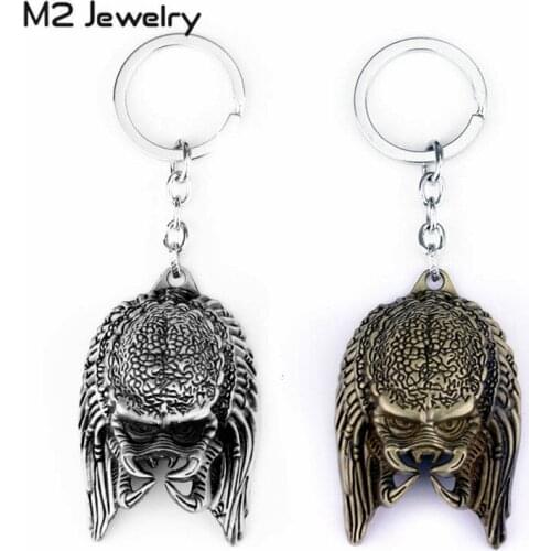 Hot Movie The Predator Mask Keychain AVP Alien Predator Alloy Keyring Pendant Men Women Key Chains Accessories