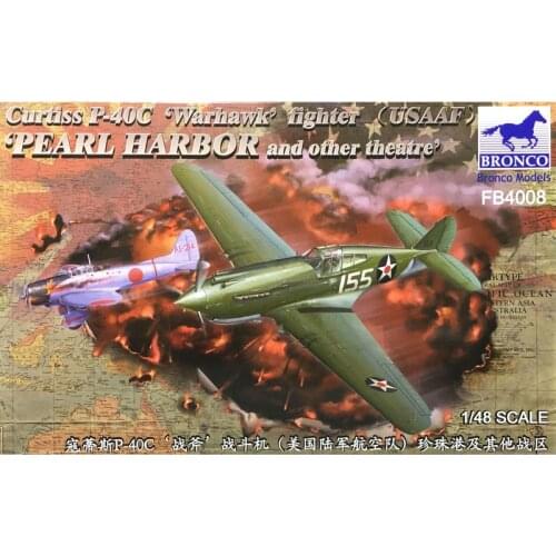 BRONCO FB4008 1/48 Curtiss P-40C `Warhawk` Fighter (USAAF)" - Scale Model Kit