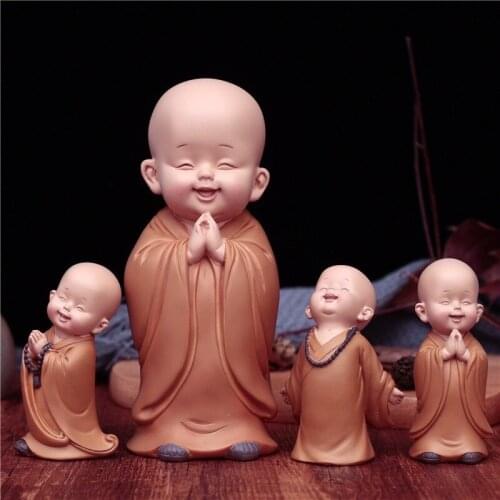 Buddhist Small Monk Statues Figurine Sculpture Handmade Car Home Decorations Kids gifts Adult Wedding Engagement Home Decoration