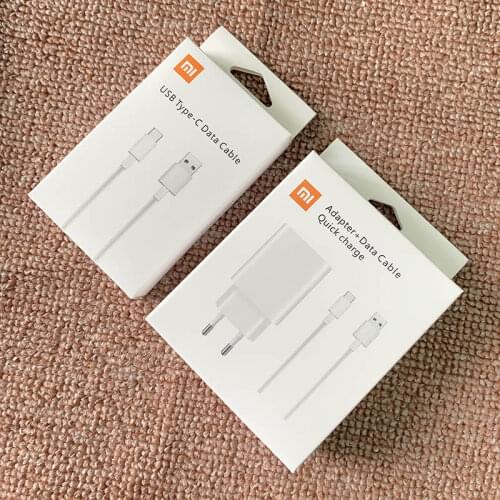 Xiaomi Turbo Fast Charger 27W 20V/1.35A USB Quick Adapter 1M TYPE-C Data Cable For Mi 5 6 8 9 9T 10 A2 A3 Redmi K20 Note 7 8 Pro