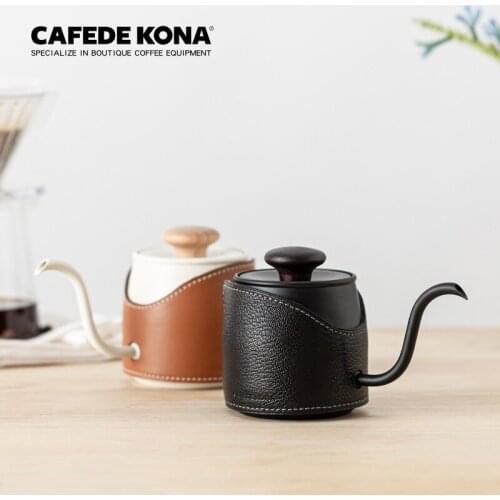CAFEDE KONA Gooseneck Kettle 12oz 360ml Coffee Pot Drip Pour Over Kettle Spiky Spout Mini Ear Hanger Long Spout Stainless Steel