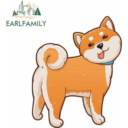 EARLFAMILY 13cm x 10.4cm Cartoon Shiba Inu Car Stickers Car Bumper Trunk Decal Cute Dog Car Styling Car Accessories