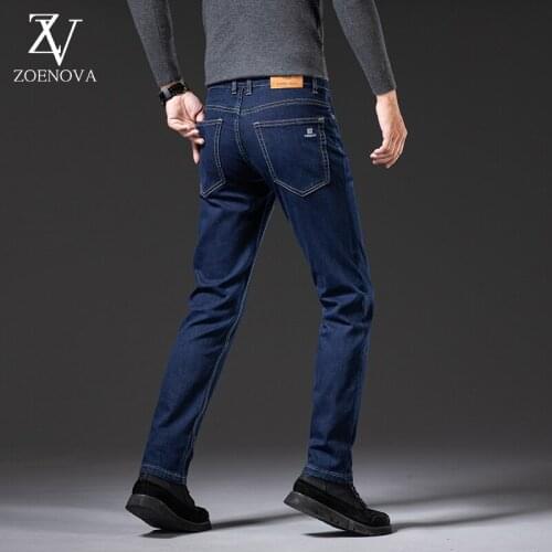 Classic Business Blue Jeans 2021 New Cotton Baggy Jeans Men Slim Fit Denim Trousers Fashion Pockets Embroidery Male Jeans Pants