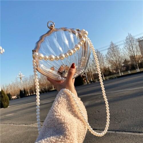 Clutch Purse and Handbag for Women 2021 Designer Luxury Clear Evening Bag Transparent Chain Shoulder Bag for Party ZD2117