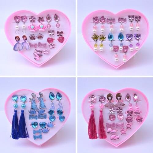 Girls Toy Colorful Mini Cartoon Earrings Plastic Ear Clips Girls Children Pretend Play Beauty Fashion Toys Birthday Party Gift