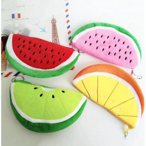 Creative Coin Purses Fruits Series Watermelon Strawberry Cactus Plush Zero Wallet Women Student Gift Wholesale