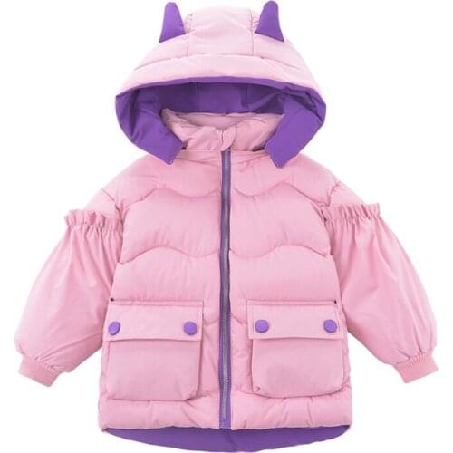Coat for girl 2-7 years girl jacket thick down cotton wings hooded cotton jacket winter coat for children girl warm outing coat
