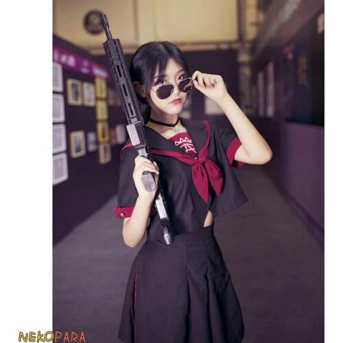 Magic Circle Embroidery Kawaii Japanese School Girls Uniform JK 2Pcs Set:Short Sleeves Sailor Collar KANSAI Lapel Blouse+Skirt