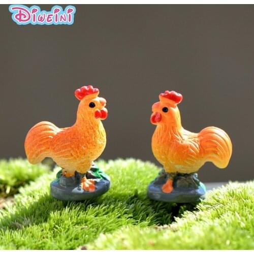 Mini Size Rooster Figures Cartoon Cocks Farm Animal Chicken model Miniature Figurine Girl Boy toys baby Pet toy home decoration