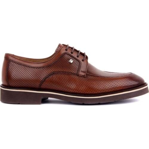 Fosco-Tan Leather Men Casual Shoes New 2019 Men Casual Shoes Leather Summer Breathable Holes Luxurious Brand Flat Shoes for Men