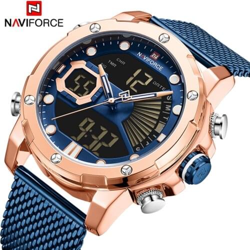 NAVIFORCE Mens Sport Watches Luxury Mesh Steel Strap Luminous Waterproof Military Quartz Wristwatch Clock Male Relogio Masculino