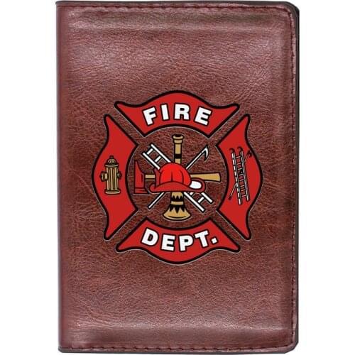High Quality Leather Fire Control Firemen Printing Travel Passport Cover ID Credit Card Case