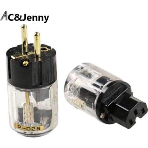 P-029 Gold plated EU/US Power Connector C-029 IEC Female Connector Hi-end Supply Cable Conntact Plug