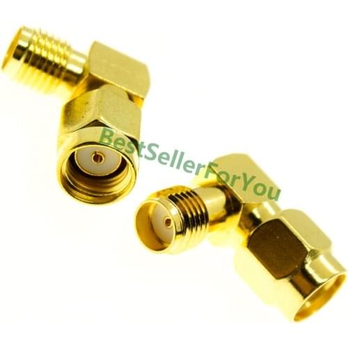 Adapter RP SMA Male Jack To RP SMA Female Jack Screw Thread Connector 90 Degrees Right Angle RF SMA Adapter