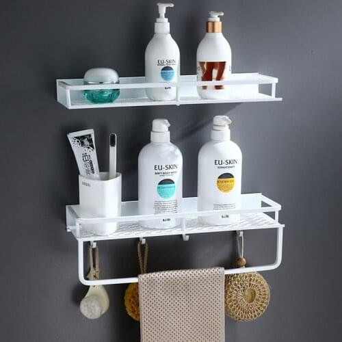 Bathroom Shelves White Color Shower Corner Shelf Cosmetic Rack Soap Shampoo Storage Hooks Modern Bathroom Fitting Bath Holder