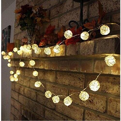 5M Christmas Led Rattan Balls Fairy String Decorative Lights USB / AA Battery FOR Outdoor Holiday Patio Garland Party Wedding