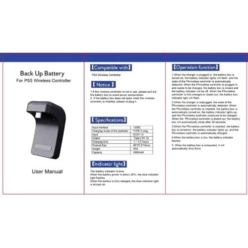 Changing Kit For PS5 Battery For PS5 Controller Rechargeable Battery PackCharger Q81F