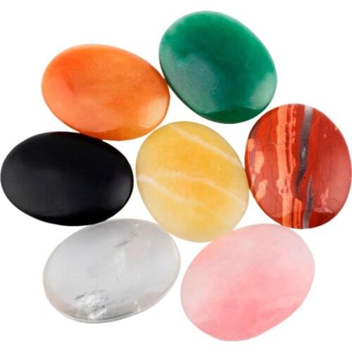 TUMBEELLUWA 1Lot (4Pc) Smooth Oval Palm Stone Spiritual Meditation Worry Stone Healing Chakra Reiki Balancing