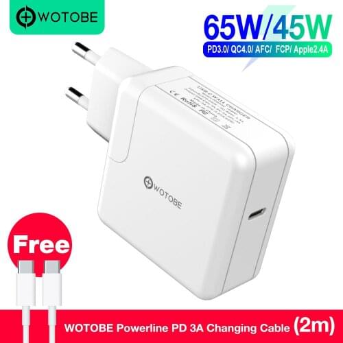USB-C PD3.0 65W 45W Wall Charger QC4.0 AFC For xiaomi Type-C Laptop MacBook Pro/Air iphone 11/SE pro iPad pro S10/S20/Note 20