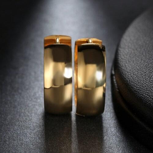 Yobest Luxury Brand High Polished Punk Hoop Earrings Women Gold Color Stainless Steel Earrings for Woman