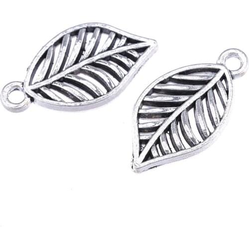 JUYA 20pcs/lot 19.5x9.5mm Alloy Hollow of Leaves Charms for Women Pendant Earring Jewelry Making Supplies DIY Accessories AO0715