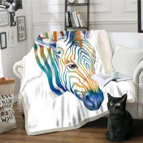 3D zebra Winter Wool Blanket Ferret Cashmere Blanket Warm Blankets Fleece Super Warm Soft Throw On Sofa Bed Cover Square Blanket