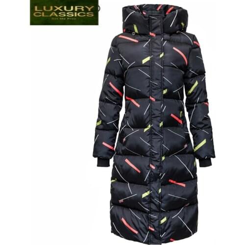 Jacket Winter 2021 New Women Slim Long Parkas Plus Size Black White Thick Down Cotton Female Tops Chaqueta Mujer LWL905