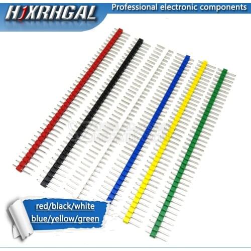 10pcs 1x40 Pin 2.54 black/red/yellow/white/blue/green Round Header connector Single inline row needle seat hjxrhgal