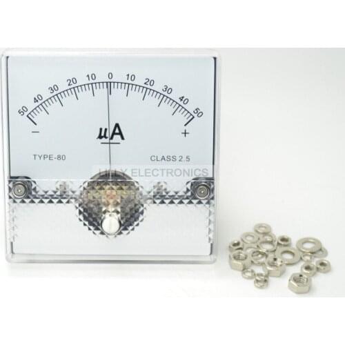 100pc SD-80 Panel Meter DC 50uA Class 2.5 80x80mm