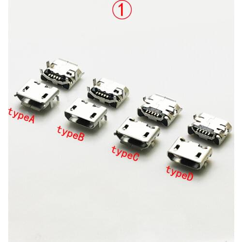 10pcs/lot Phone socket B type female 5P Micro USB socket connector 6.65*7.2 Big horn DIP FLAT MOUTH