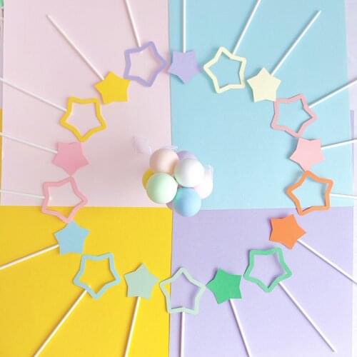 2pcs Candy Color Star Cupcake Toppers Birthday Cake Topper Decorating Picks Kids Wedding Party Decorations Baby Shower Favors