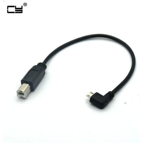 25cm USB 2.0 standard B Male to USB Micro 5 pin 5pin Male Right Angled 90 degree data Cable for tablet HUB hard disk printer