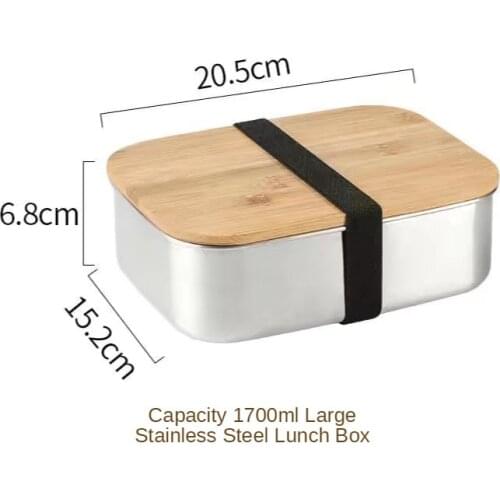 304 Stainless Steel Wooden Lunch Box Simple Japanese Lunch Box Miscellaneous Grains Ration Box Sushi Box