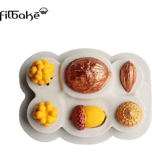 3D Nut Walnut Shaped Fondant Cake Silicone Mould Chocolate Biscuits Molds Candy Cooking Baking Cake Kitchen Decorating Tools