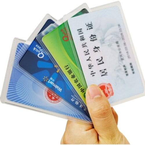 5pc Bank Credit Card Protector Secure Sleeves Anti-magnetic Transparent PVC Cardholder Protect Bag Covers for Bus ID Card Holder