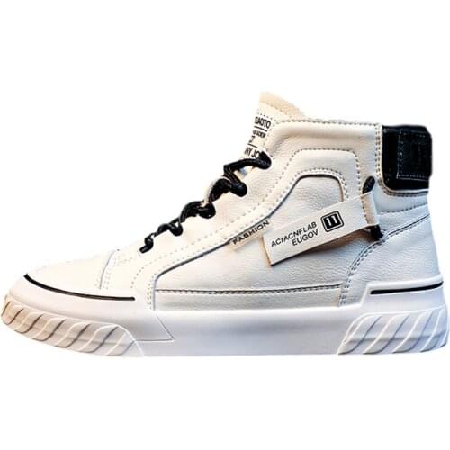 White Shoes Women Casual Skateboard Shoe High Top Inner Height Increased Boots Lace Up Travel Walking Sneakers Sports Footwear