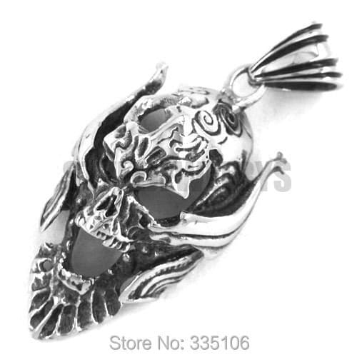 Free shipping! Retro Large Skull Biker Pendant Stainless Steel Jewelry Men Motor Bker Skull Pendant SWP0117